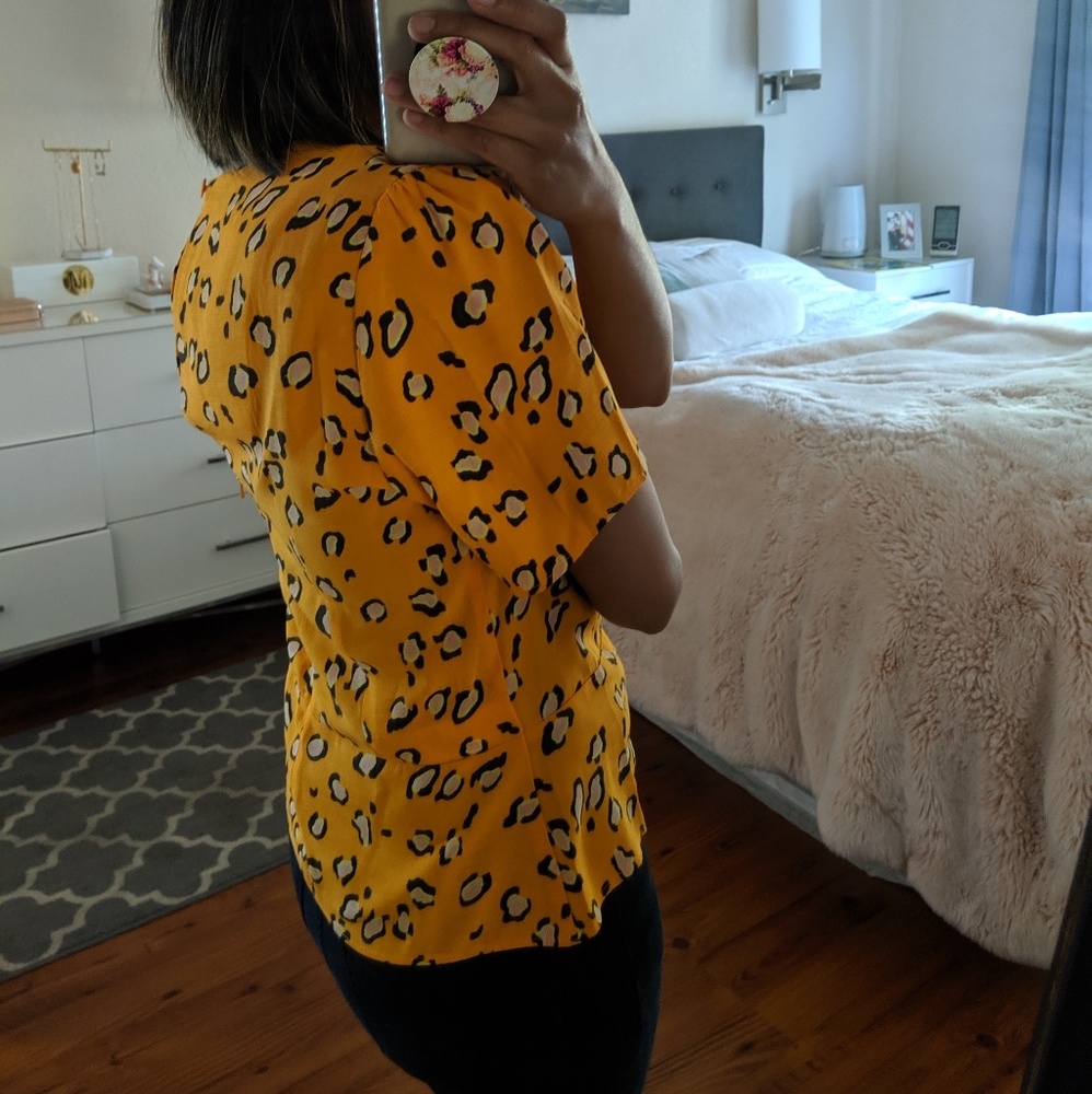 Topshop orange leopard print blouse - Picture 2 of 7